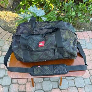 Vintage QuikSilver Duffel Bag 21x12x10 Black Green Yellow